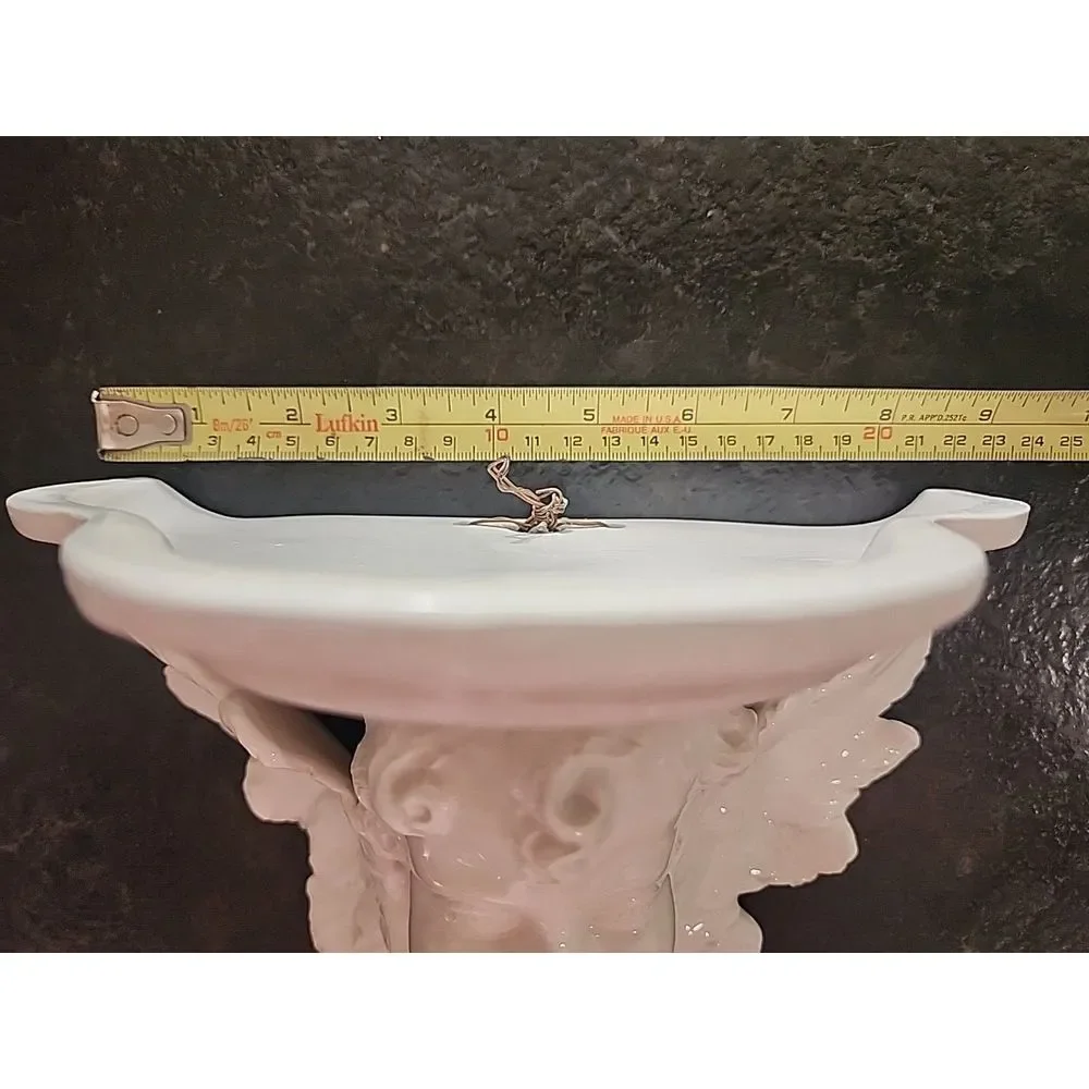 Beautiful ITALIAN pottery CHERUB ANGEL‎ Wall Hanging Shelf BRACKET white ceramic